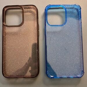 Glitter Phone Case Set - Black and Blue - iPhone 13 PRO